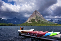 Canoes at Swiftcurrent Lake