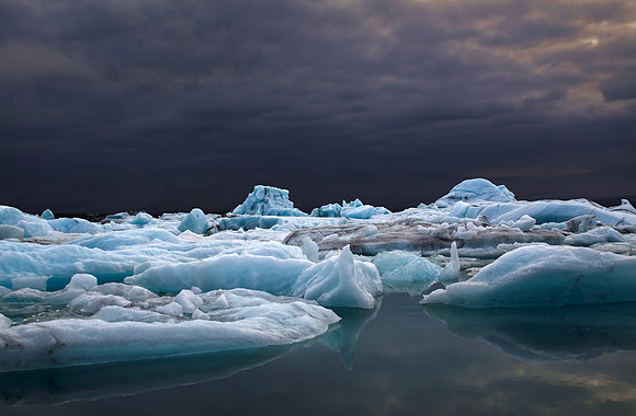 Icebergs at Dusk