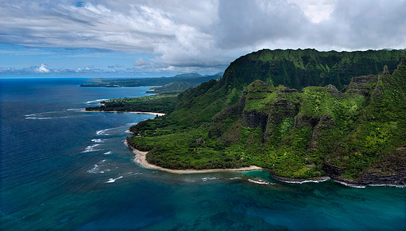 Aerial View of Ke'e Beach - Kauai