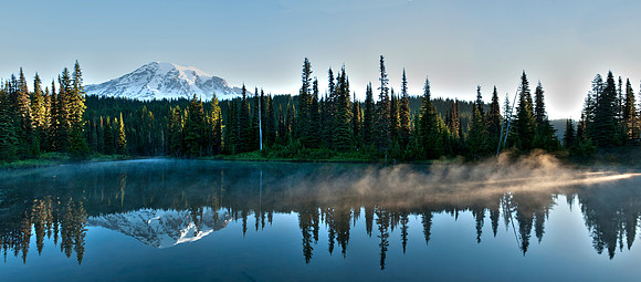 Sunbeam at Dawn - Rainier at Reflection Lakes