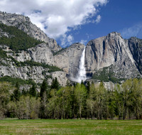 Bridalveil Falls across the Meadow - Yosemiite